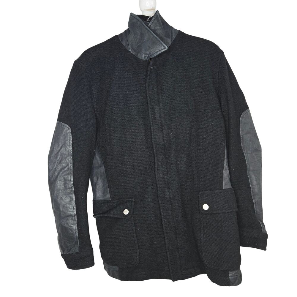 Pal Zileri EUC Wool leather zipper snap overlay jacket Large Pull Collection